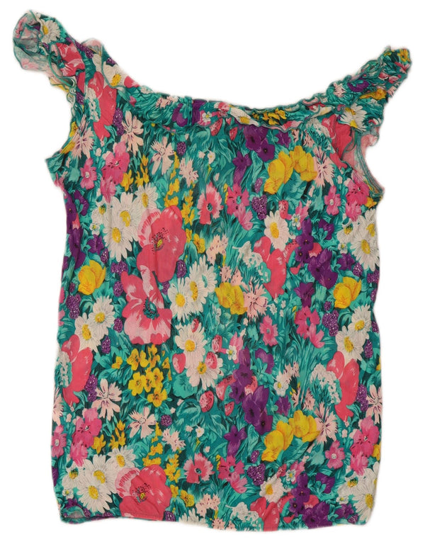 Zara Top con hombros descubiertos para mujer UK 40 Small Viscosa floral multicolor