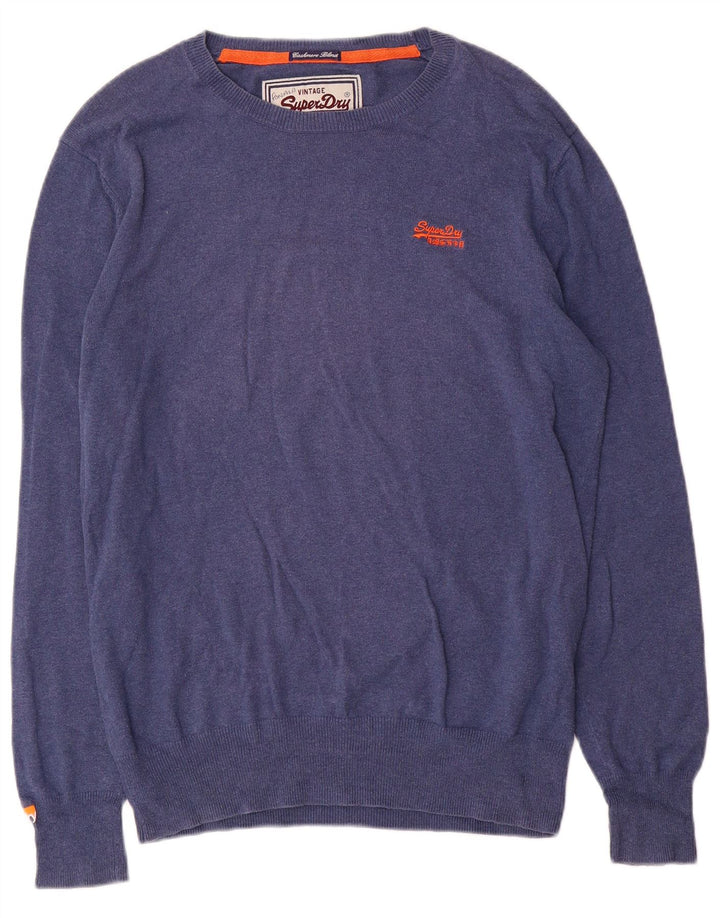 Superdry Jersey con cuello barco para hombre, color azul grande