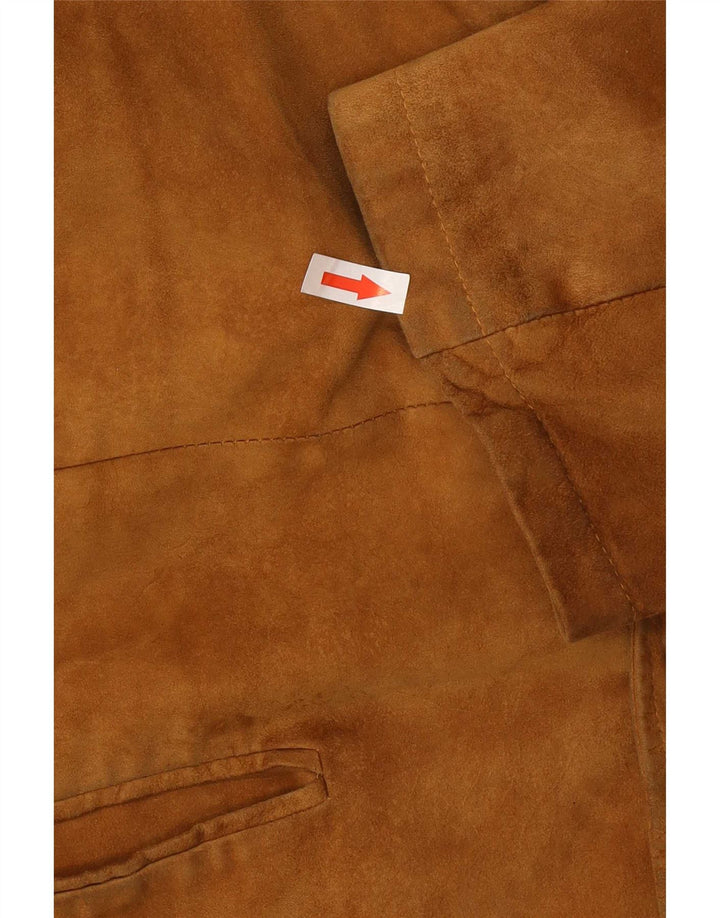 Chaqueta de ante vintage para hombre IT 46 cuero marrón pequeño
