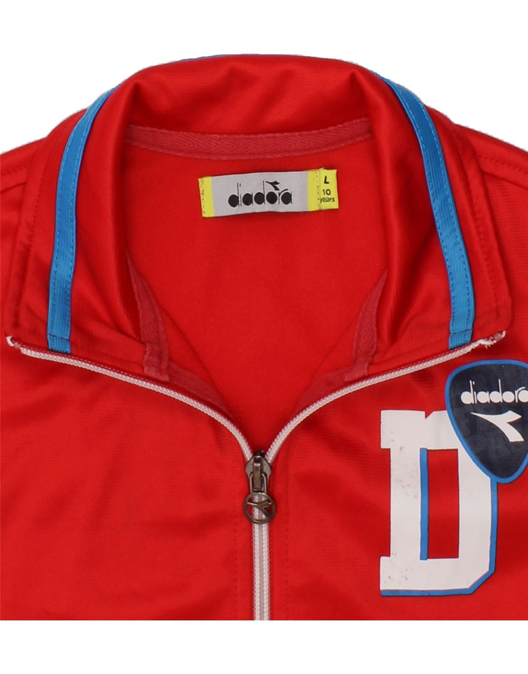 DIADORA Boys Graphic Tracksuit Top Jacket 9-10 Years Large  Red Polyester Vintage Diadora and Second-Hand Diadora from Messina Hembry 