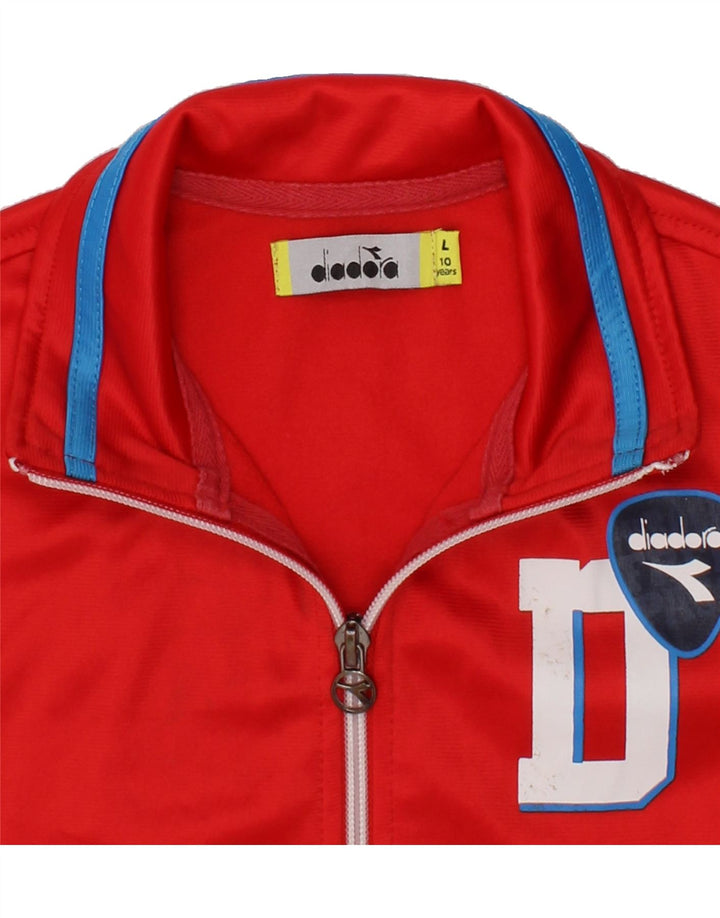 DIADORA Boys Graphic Tracksuit Top Jacket 9-10 Years Large  Red Polyester Vintage Diadora and Second-Hand Diadora from Messina Hembry 