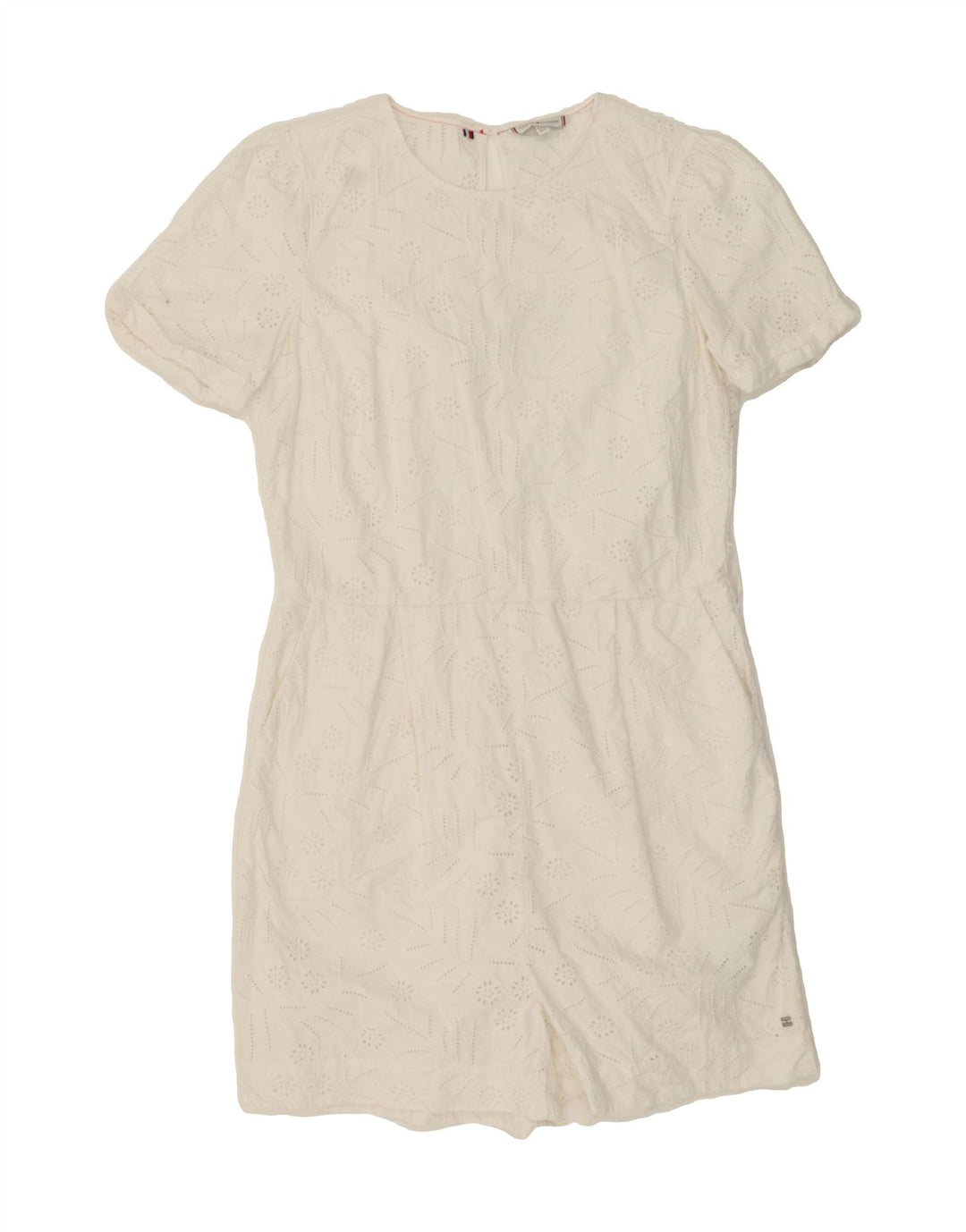 TOMMY HILFIGER Womens Sheath Dress UK 12 Medium White Cotton Vintage Tommy Hilfiger and Second-Hand Tommy Hilfiger from Messina Hembry 