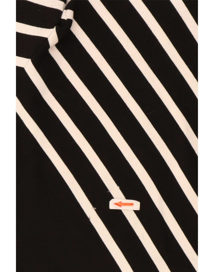 Zara Mujer Top Manga Larga UK 44 Grande Poliamida A Rayas Negras