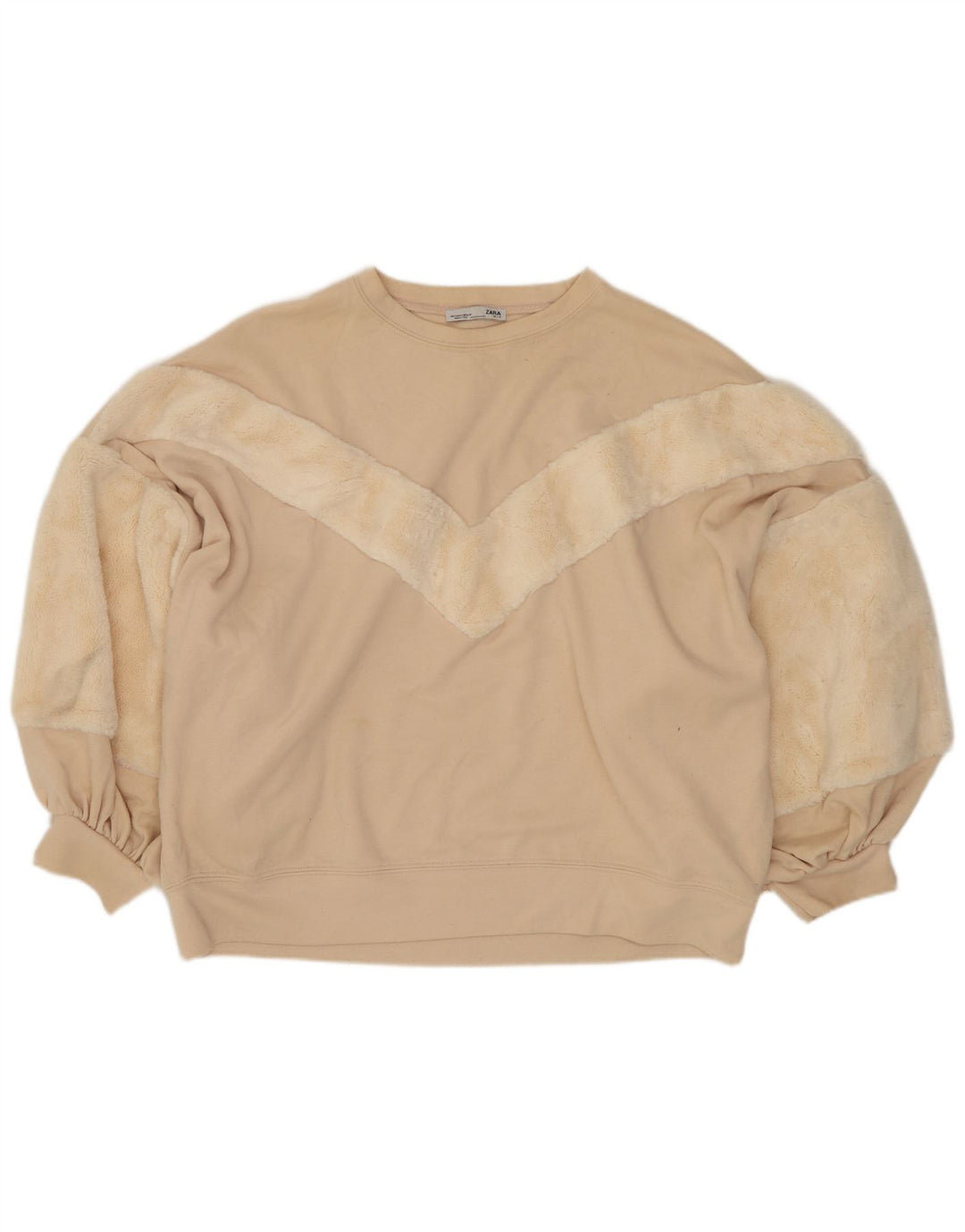 Zara Mujer Crop Sudadera De Gran Tamaño Jersey UK 10 Small Off White