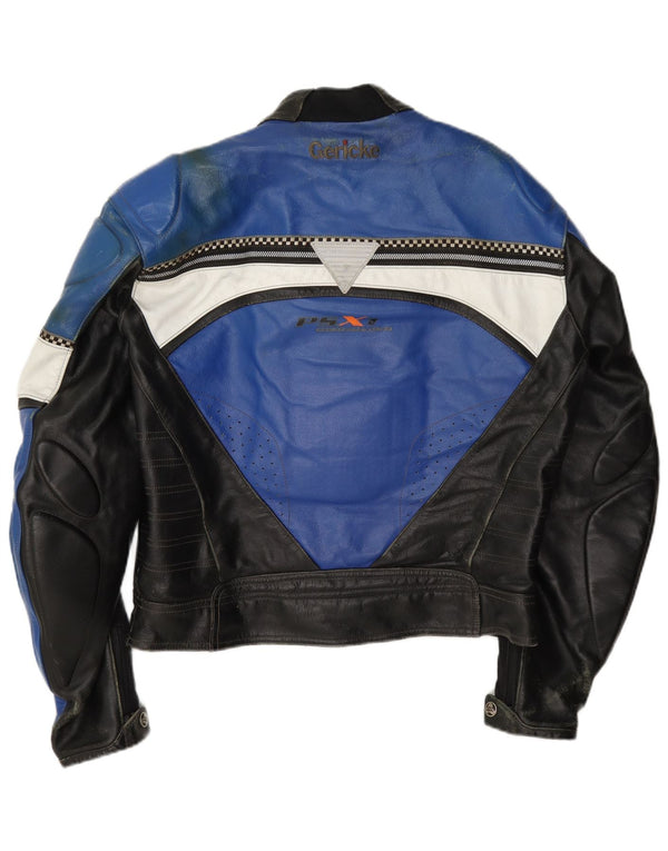 Hein Gericke Chaqueta de cuero Moto Racer para hombre Talla 54 XL Bloque de color azul