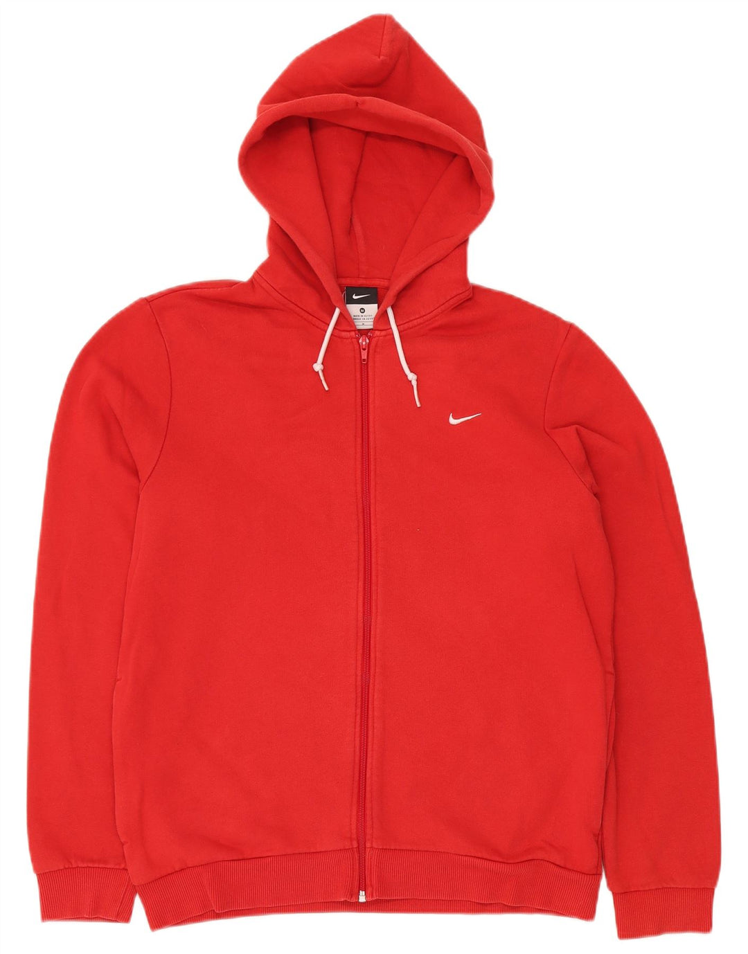 NIKE Sudadera con capucha y cremallera para hombre, algodón rojo mediano