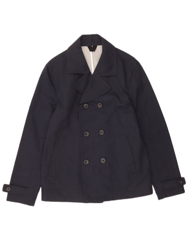 Marks & Spencer Mens Pea Coat UK 38/40 Small Navy Blue Cotton
