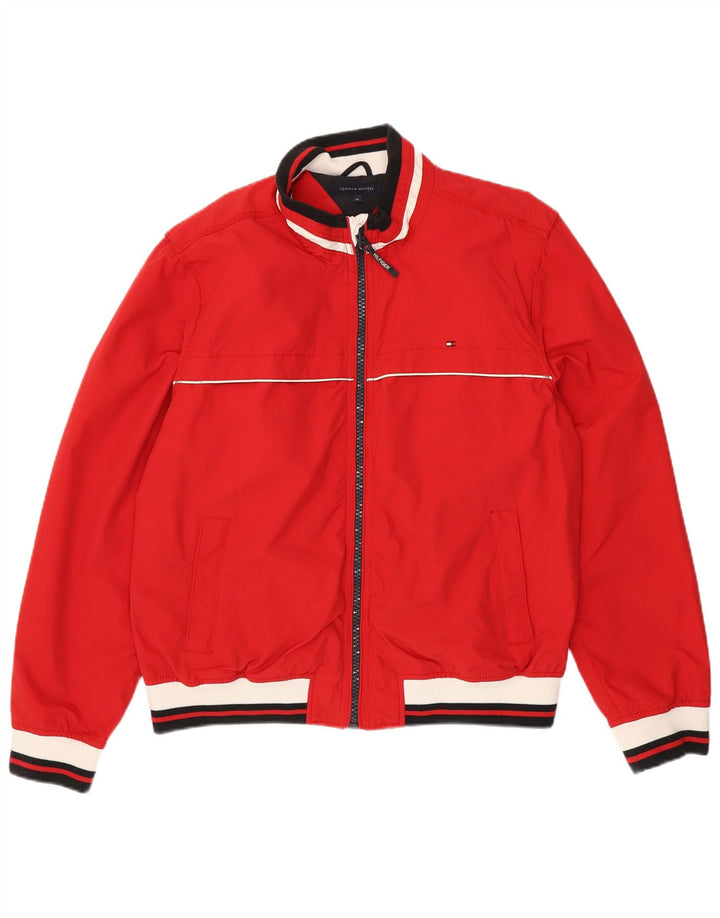 Tommy Hilfiger Chaqueta Bomber para Hombre UK 42 XL Nylon Color Block Rojo