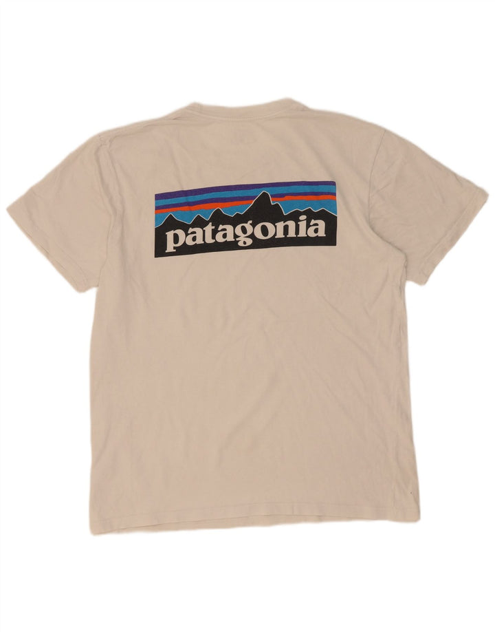 Patagonia Hombre Regular Fit Graphic Camiseta Top Algodón Blanco Mediano