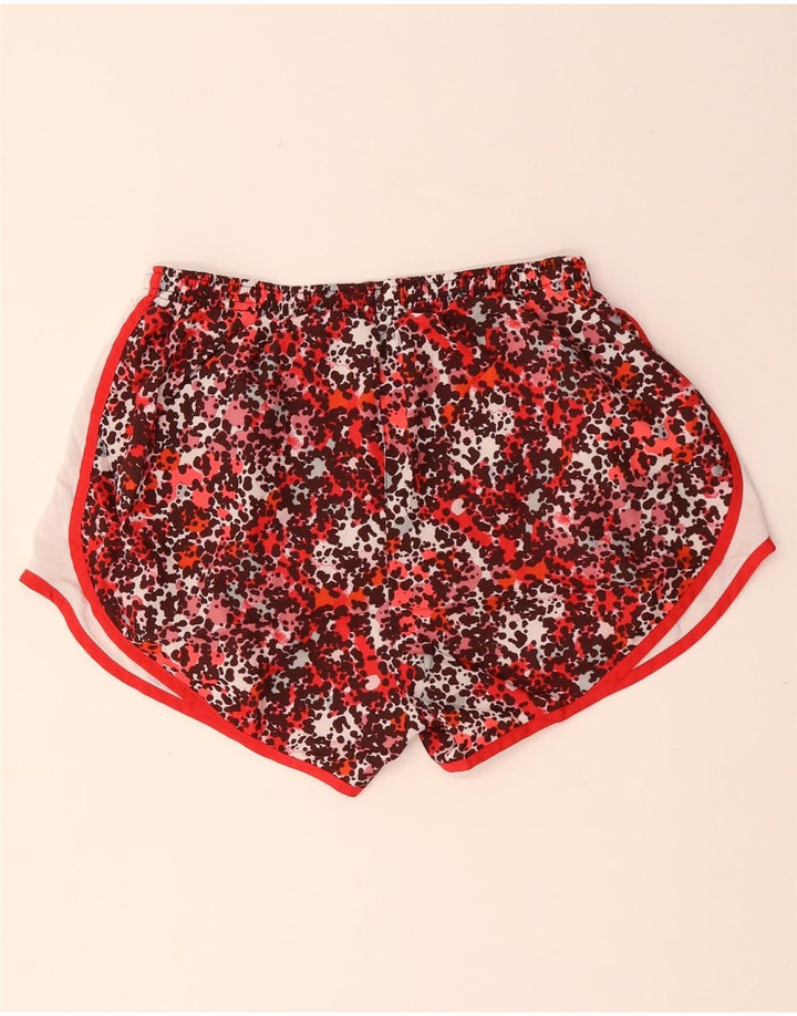 NIKE Pantalones cortos deportivos Dri Fit para mujer UK 44 Mediano Rojo Estampado animal Poliéster