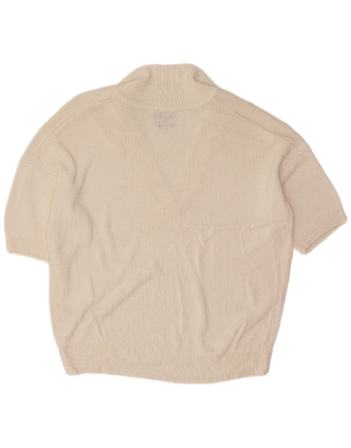 Massimo Dutti Jersey de cuello polo para mujer, talla 40, color blanco