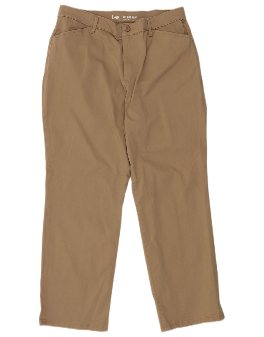LEE Pantalones casuales rectos para mujer US 14 XL W34 L28 Algodón marrón