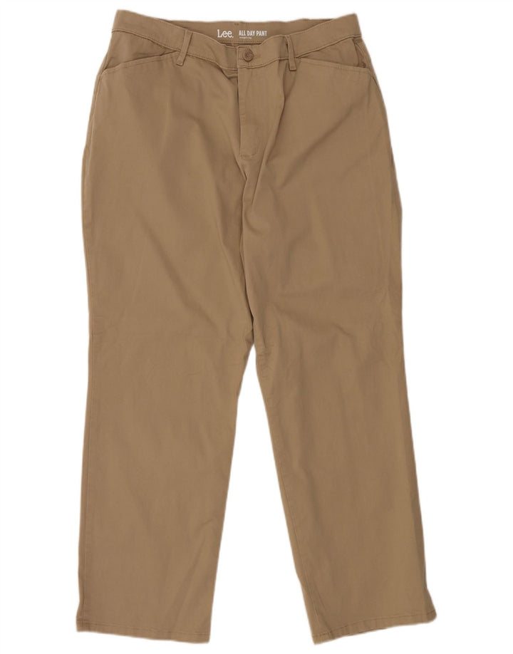 LEE Pantalones casuales rectos para mujer US 14 XL W34 L28 Algodón marrón