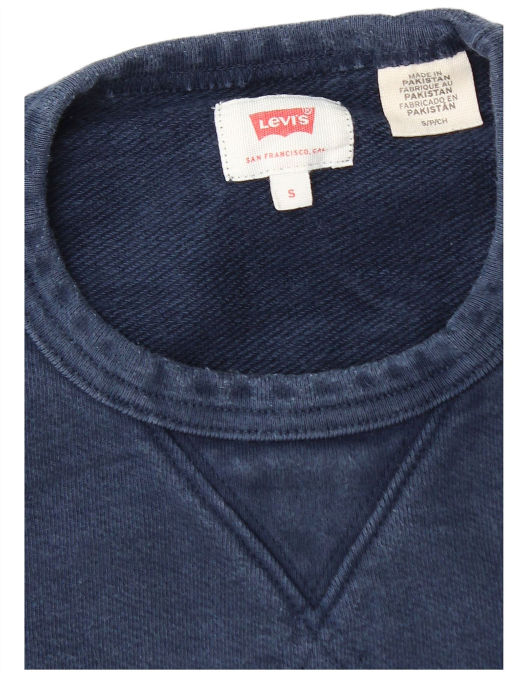LEVI'S Mens Graphic Sudadera Jumper Pequeño Azul Marino Algodón