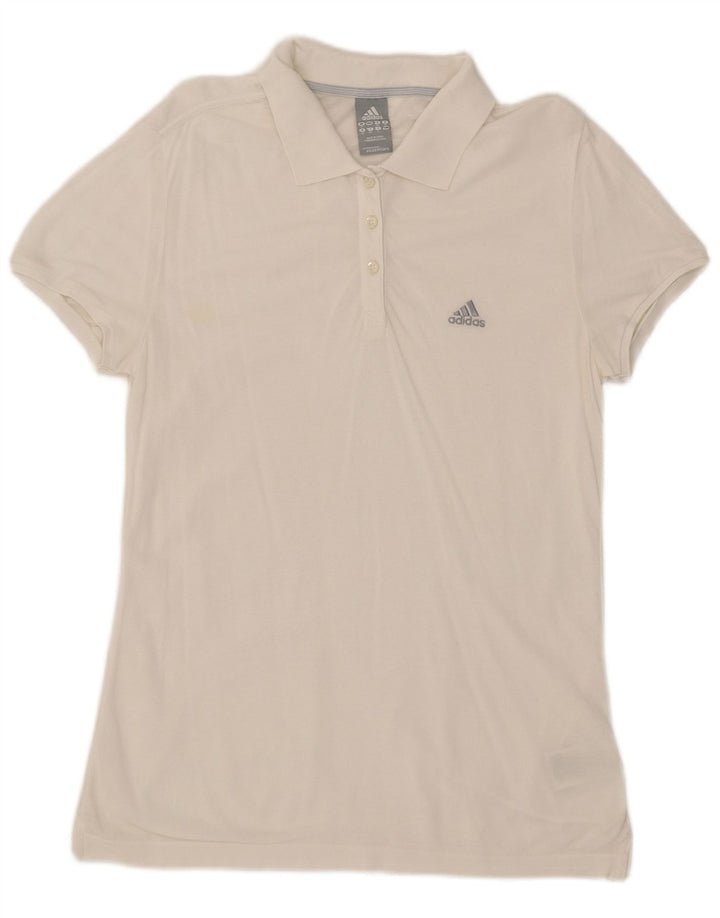Adidas Polo para mujer UK 12 Medium Blanco Algodón