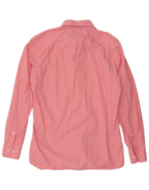 TOMMY HILFIGER Camisa de ajuste personalizado para hombre Talla 15 1/2 16 Cuadros rosados medianos