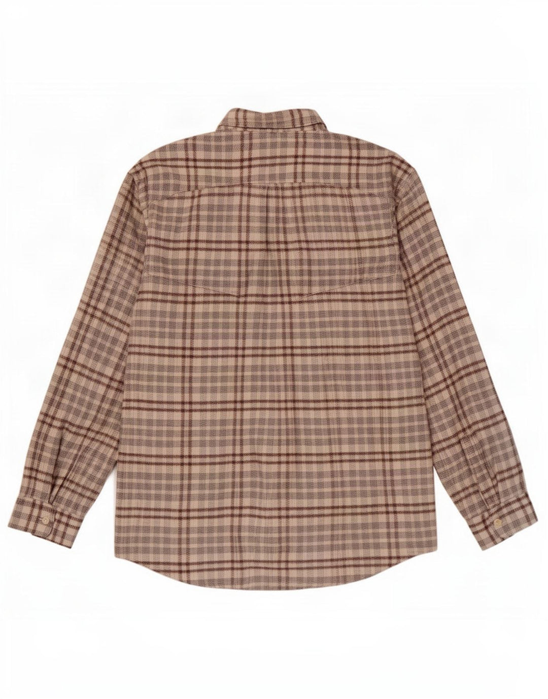 Wampum Camisa De Franela Grande De Algodón A Cuadros Beige Hombre