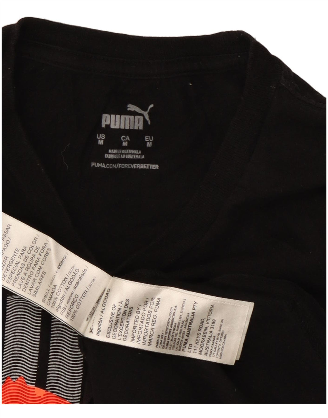 PUMA Camiseta gráfica para hombre Top mediano de algodón negro