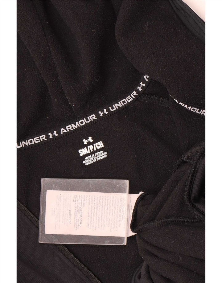 Under Armour Sudadera con capucha y cremallera gráfica para hombre, talla pequeña, poliéster negro