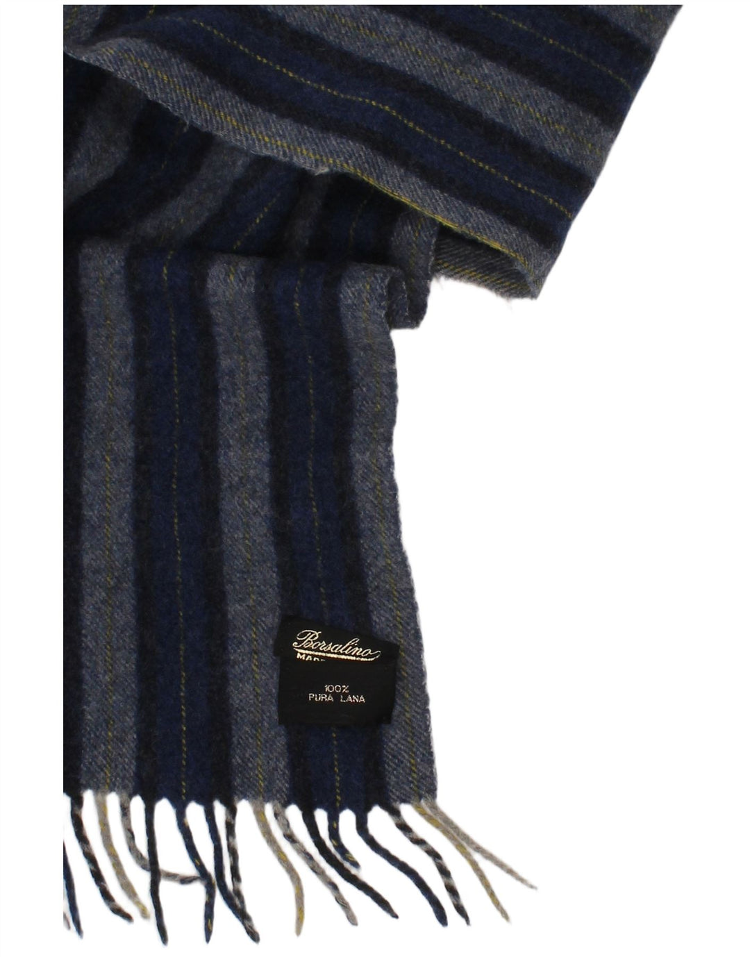 Borsalino Bufanda rectangular para hombre talla única azul a rayas clásica de lana virgen
