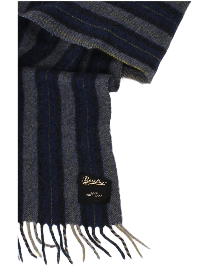 Borsalino Bufanda rectangular para hombre talla única azul a rayas clásica de lana virgen