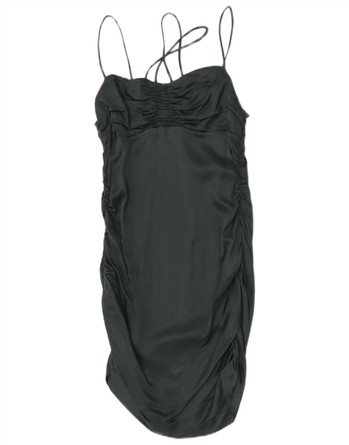 Zara Vestido lencero para mujer UK 42 Viscosa verde medio