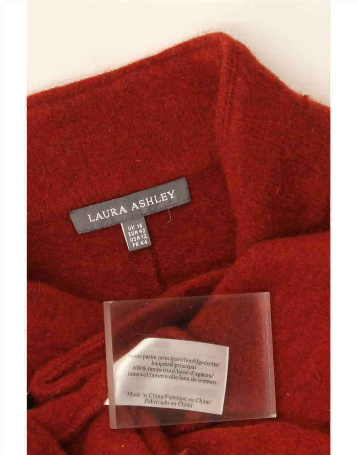 Laura Ashley Chaqueta Blazer de Punto con Cremallera Completa para Mujer UK 46 Grande Lana de Cordero Roja