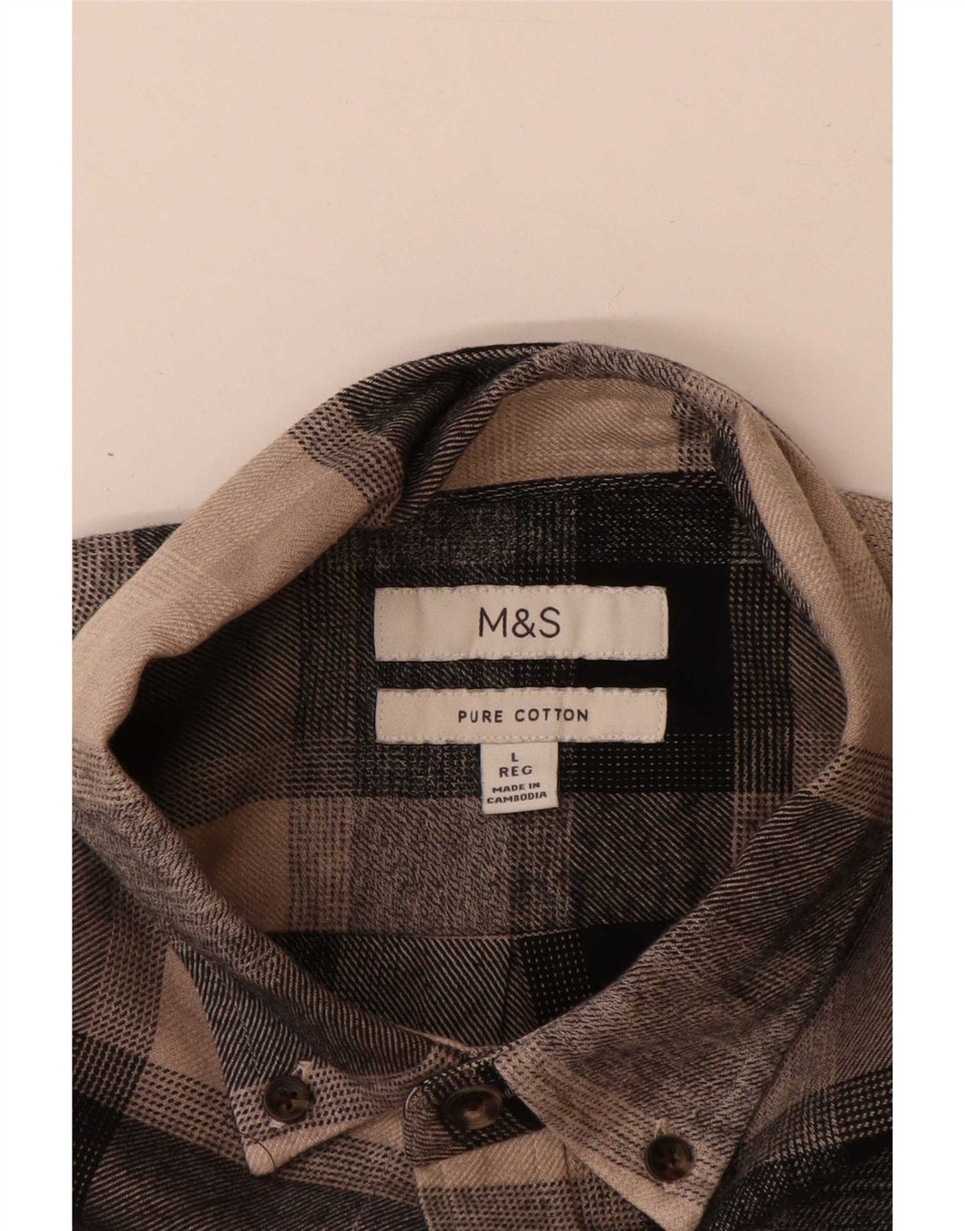 Camisa de franela Marks & Spencer para hombre Algodón a cuadros marrón grande