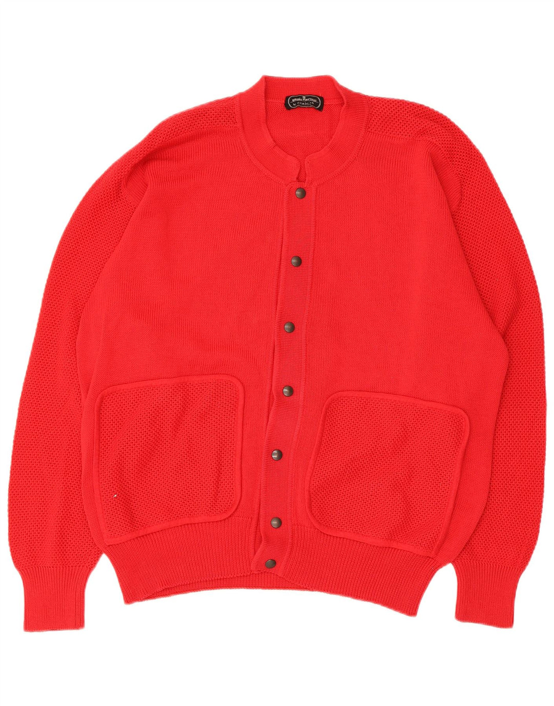 Vintage hombres Cardigan suéter grande algodón rojo