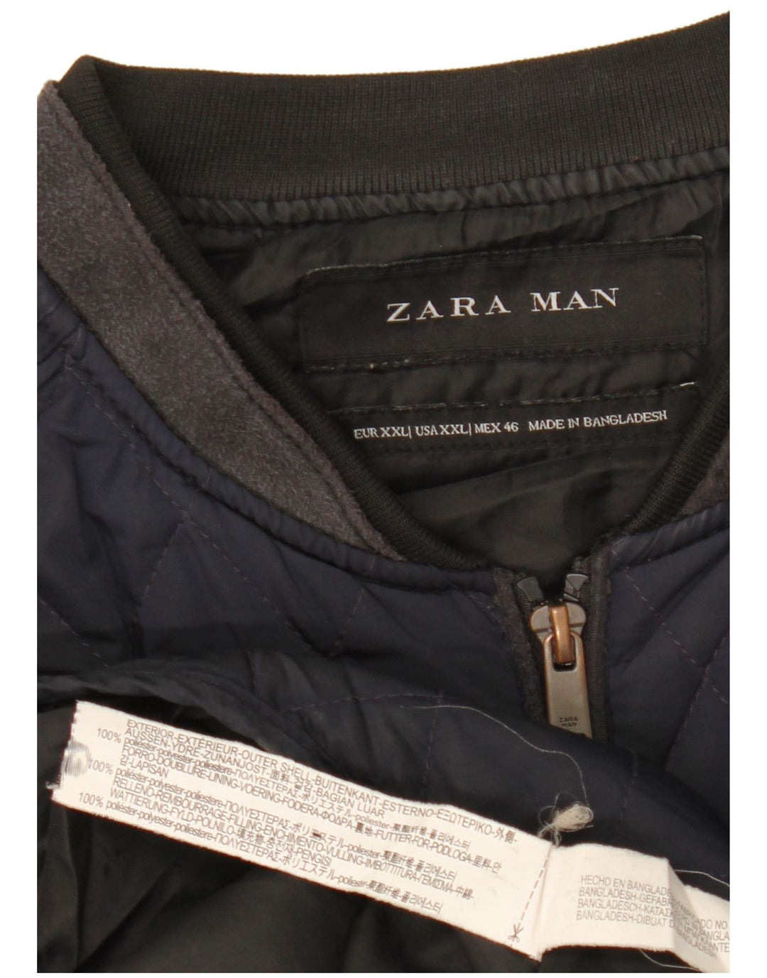Zara Mens Chaleco Acolchado UK 44 2XL Azul Marino Poliéster