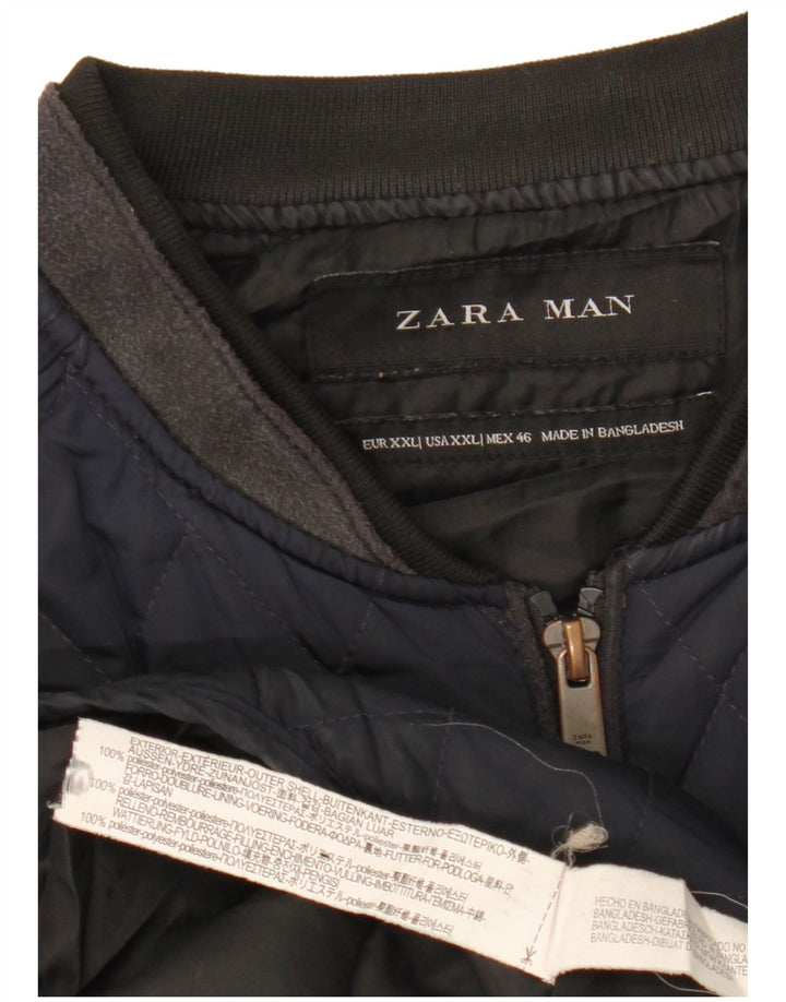 Zara Mens Chaleco Acolchado UK 44 2XL Azul Marino Poliéster