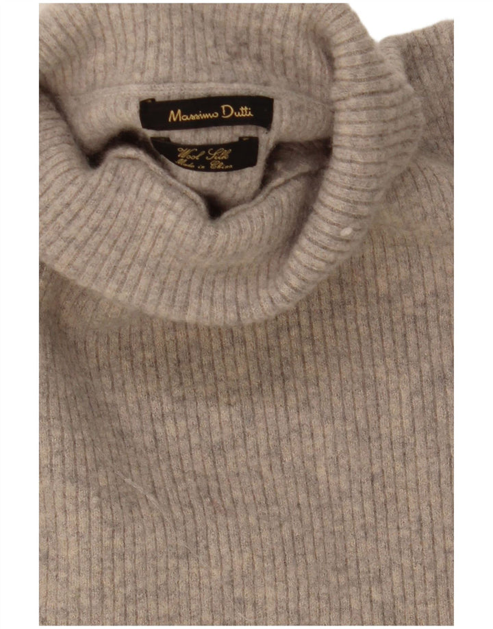 Massimo Dutti Jersey de cuello vuelto para mujer UK 42 Lana gris medio