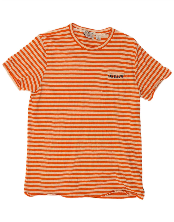 SCOTCH & SODA Camiseta Mujer Top UK 40 Large Naranja Rayas Algodón