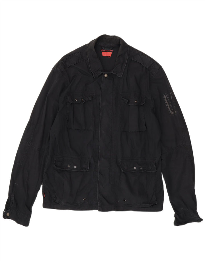 LEVI'S Chaqueta militar gráfica para hombre UK 42 XL Algodón negro