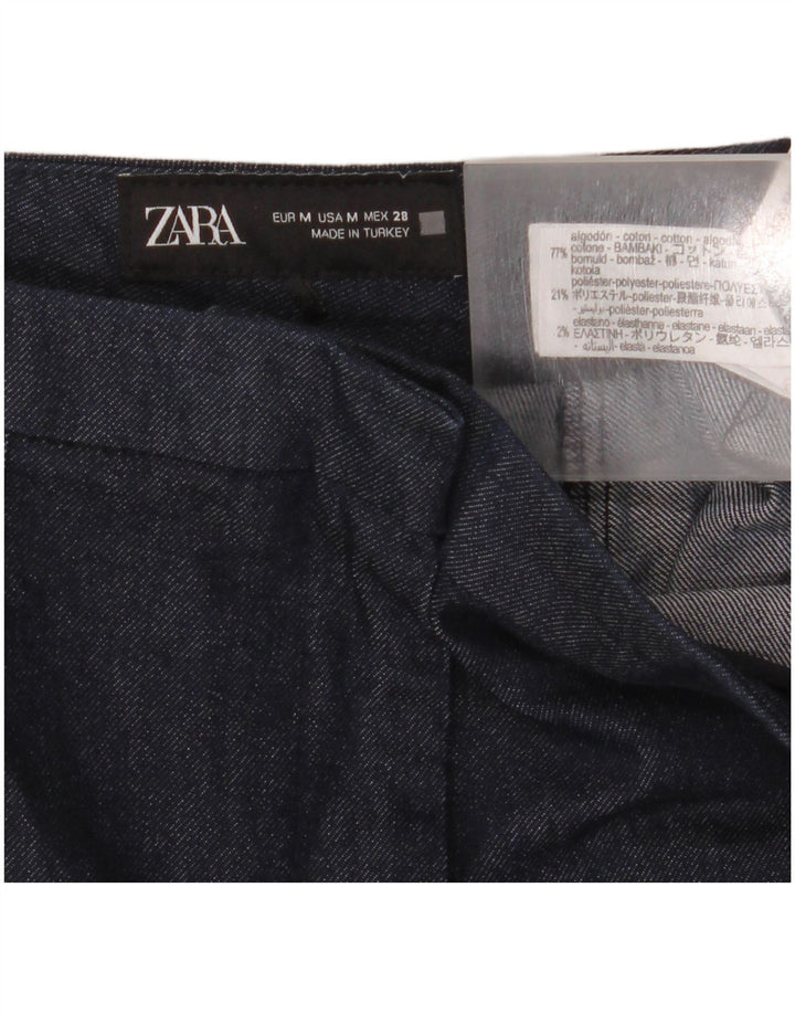 Zara Mujer Pantalón Bootcut Mediano W28 L32 Algodón Azul Marino