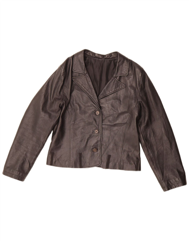 Conbipel Chaqueta Blazer de Cuero con 3 Botones para Mujer UK 44 Mediano Negro