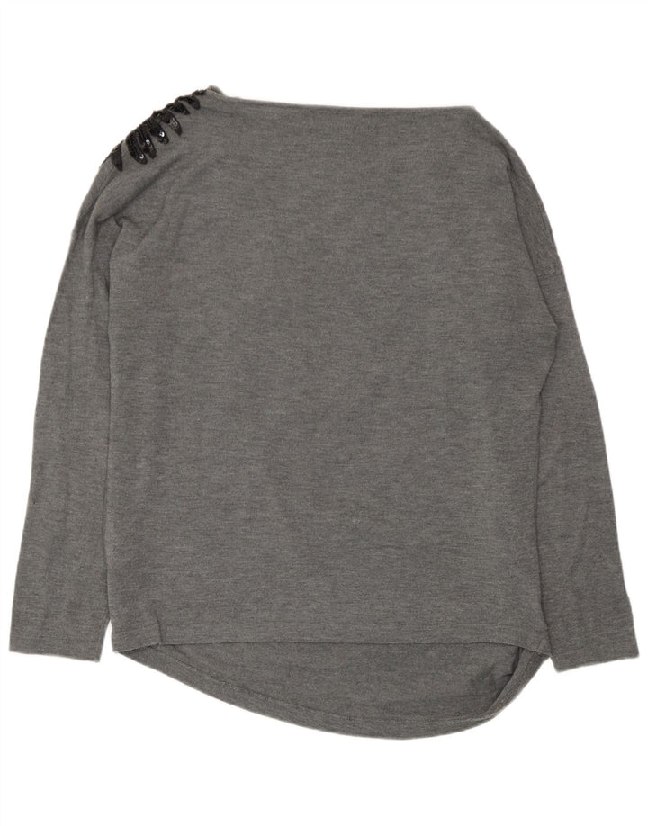 Zara Mujer Blusa Top UK 44 Acrílico Gris Medio