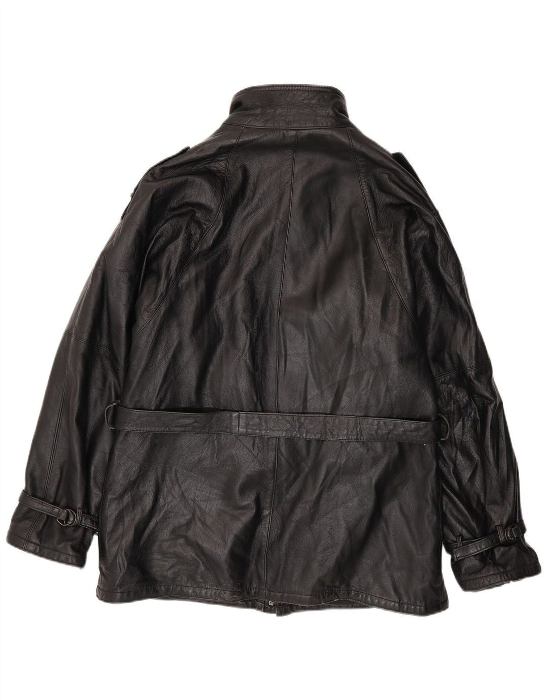 VINTAGE Chaqueta de cuero militar para hombre Reino Unido 38 Cuero negro medio