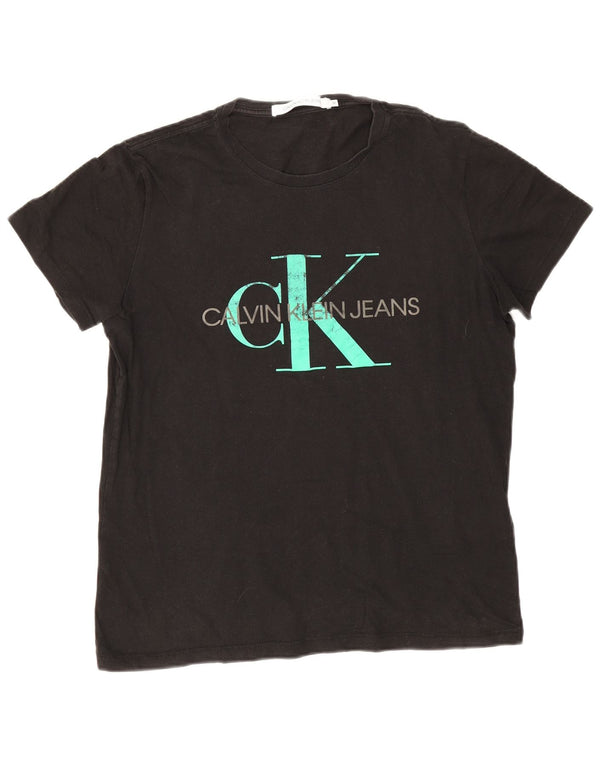 Calvin Klein Jeans - Camiseta gráfica para hombre, talla mediana, algodón negro