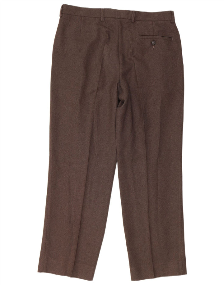 Marks & Spencer Pantalón chino recto para hombre W34 L29 Poliéster marrón