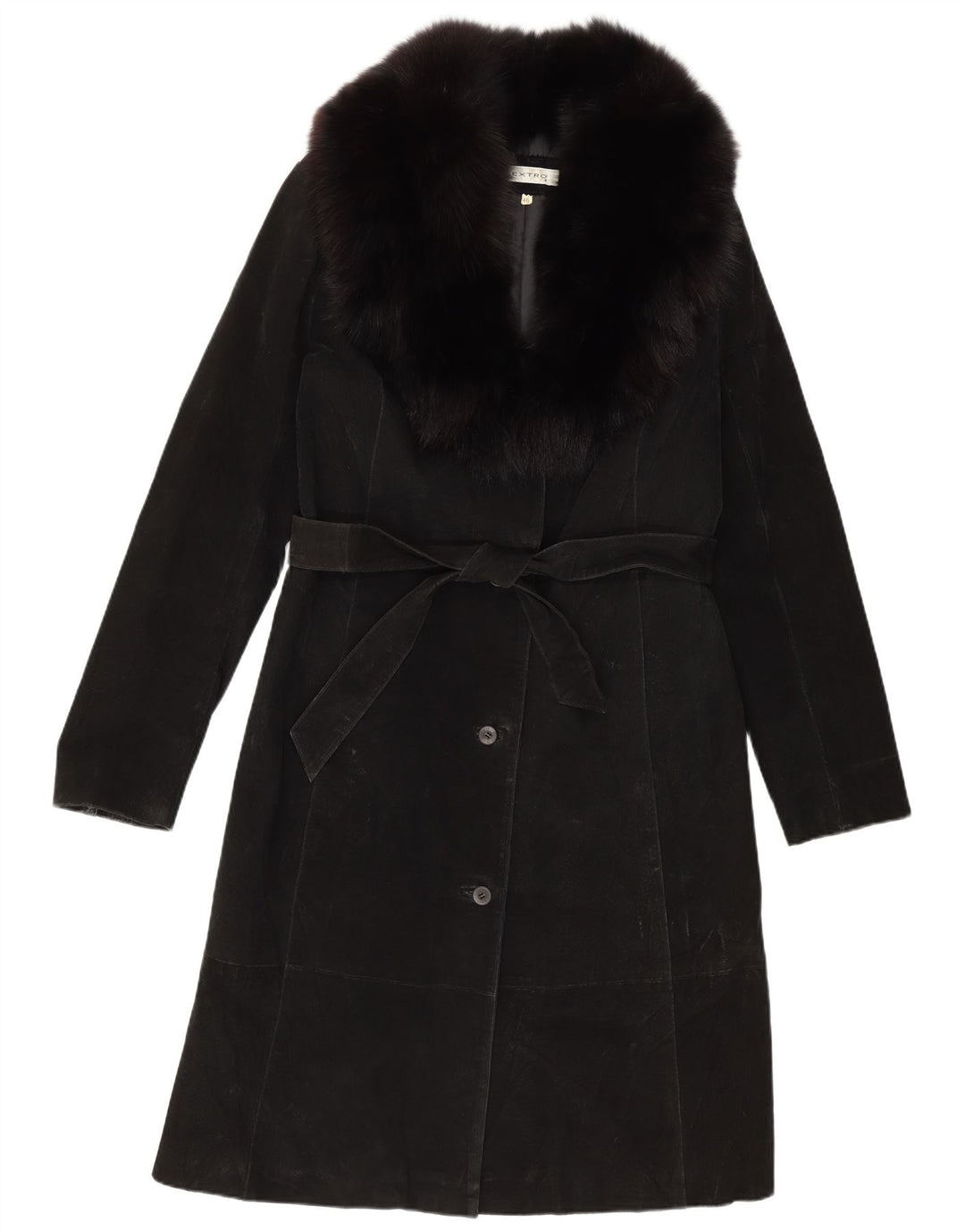 Vintage mujer ante abrigo IT 46 cuero negro grande