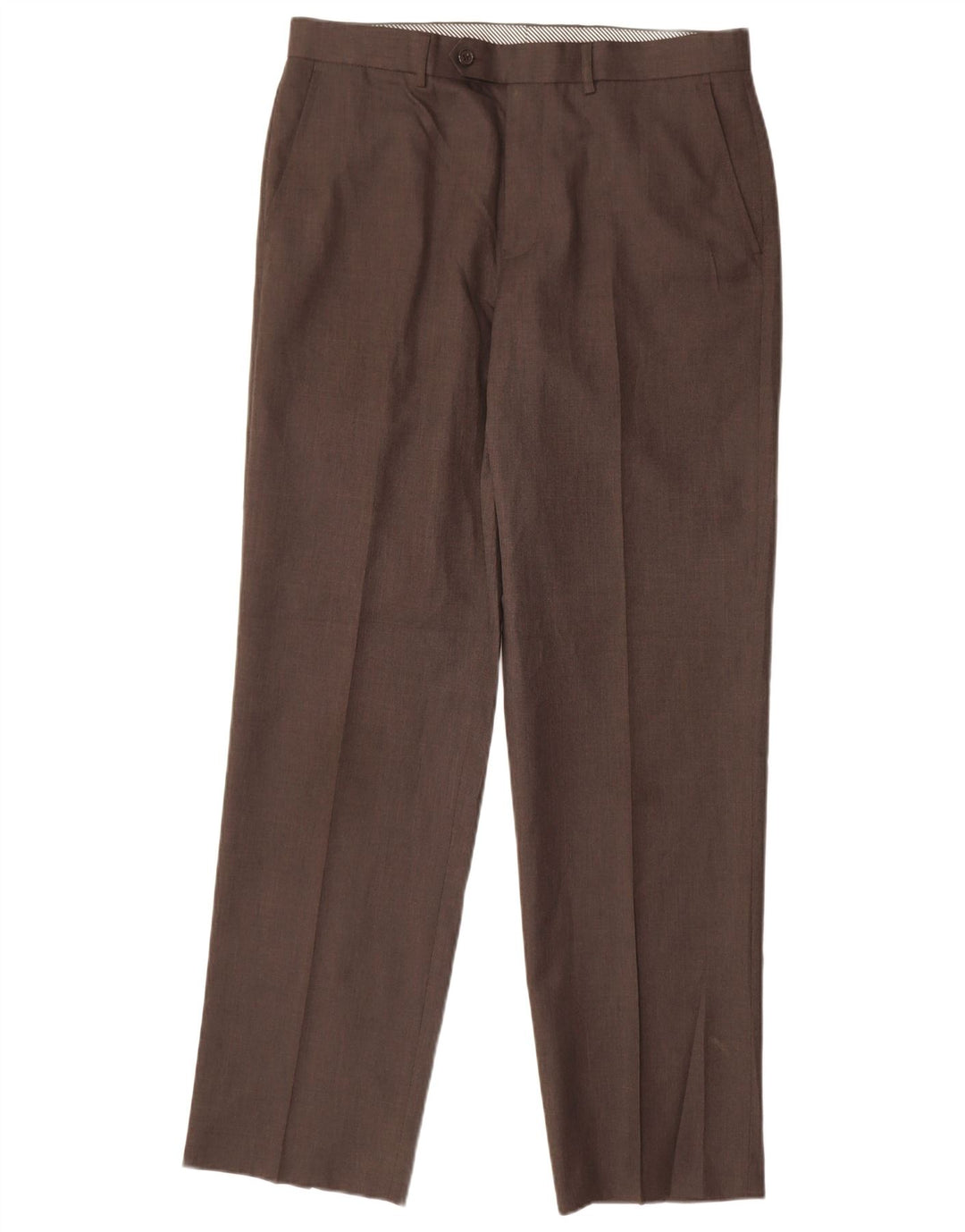 MARKS & SPENCER Pantalón de traje recto para hombre W34 L33 Poliéster marrón