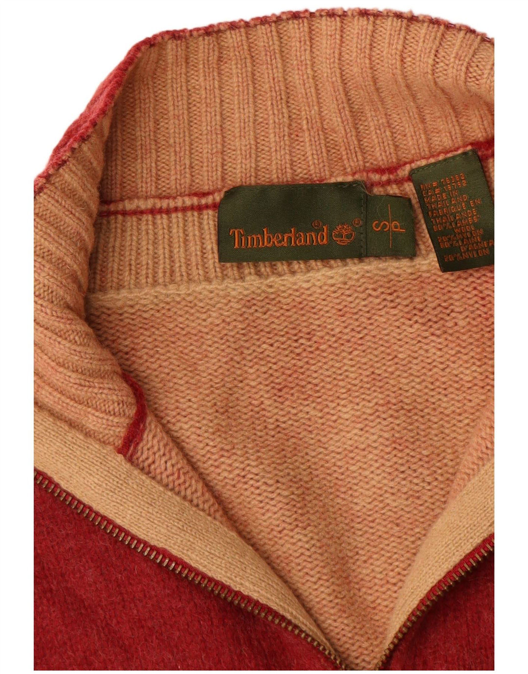 Timberland Cárdigan para hombre suéter pequeño de lana de cordero rojo