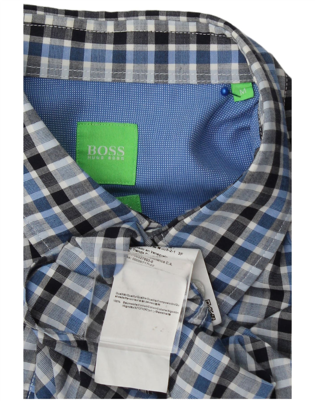 Camisa Hugo Boss Hombre Algodón Cuadros Azul Medio