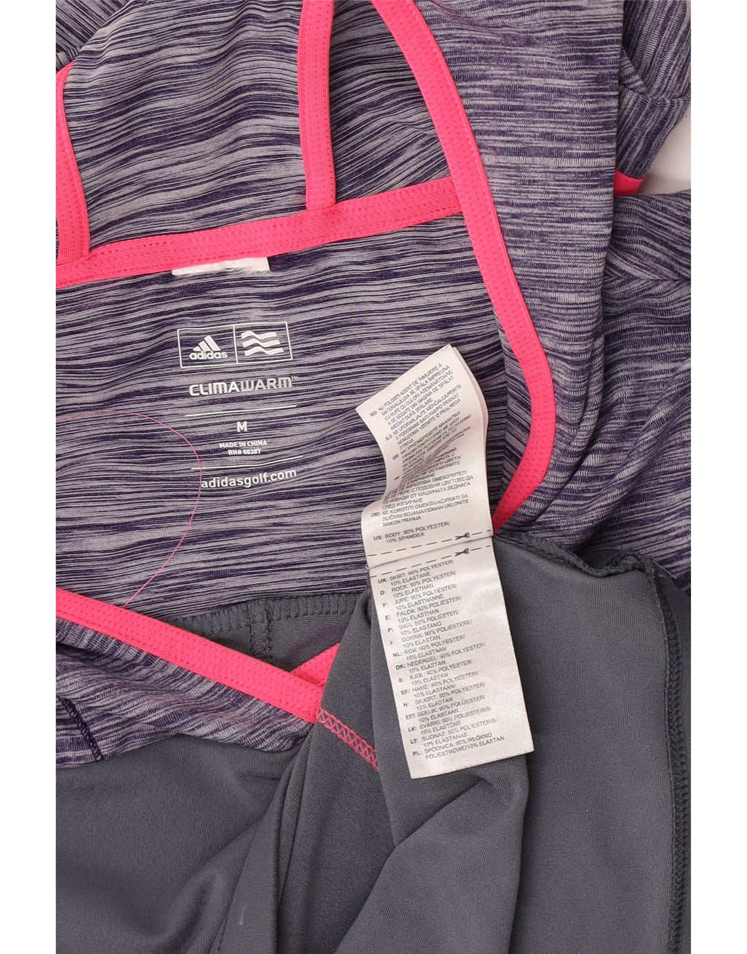 Adidas Mujer Climawarm Top Manga Larga UK 12 Gris Medio Colorblock
