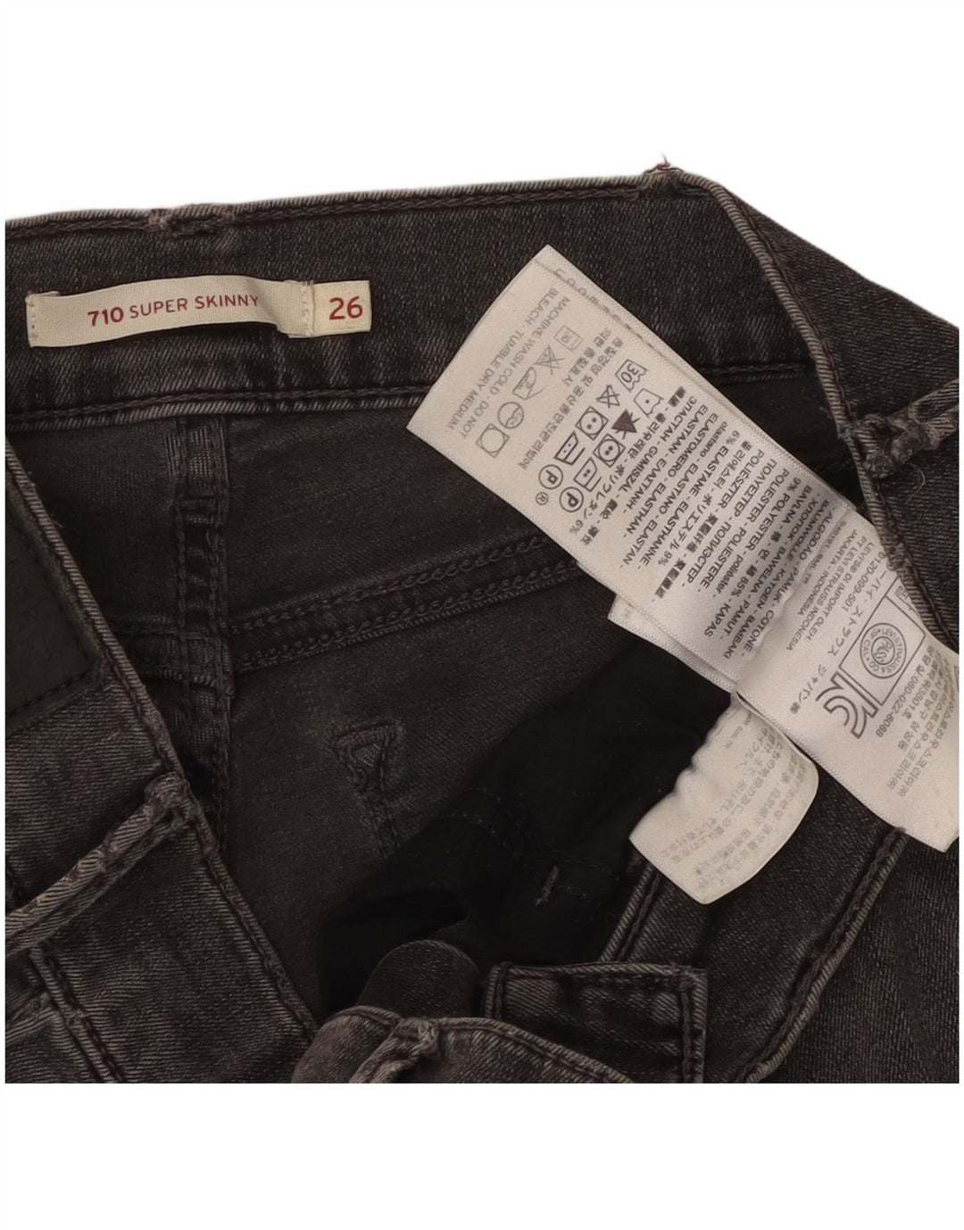 LEVI'S Vaqueros súper ajustados 710 para mujer W26 L29 Algodón gris