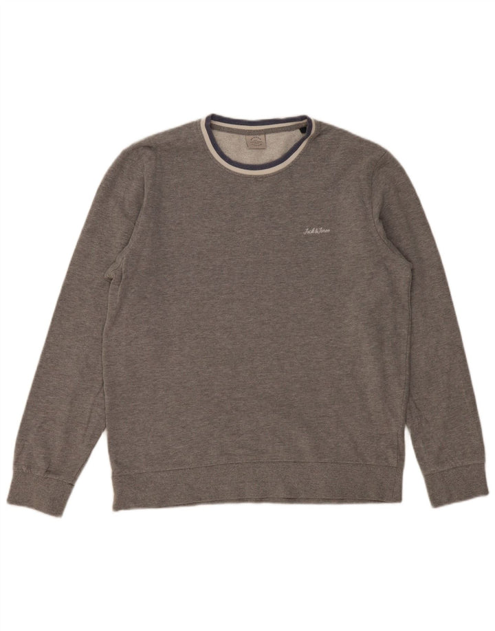 Jack & Jones Hombre Sudadera Jumper Large Gris Algodón
