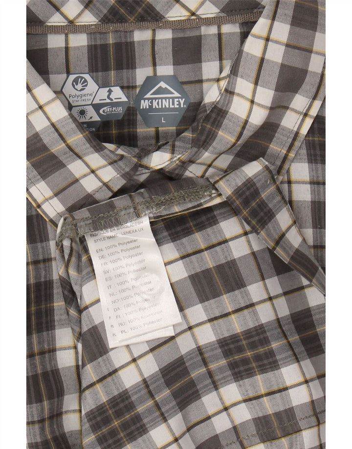 MC KINLEY Camisa de manga corta para hombre Poliéster a cuadros gris grande