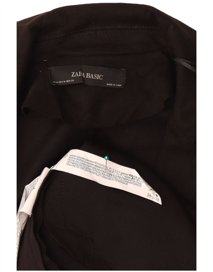 Zara Mujer Abrigo Básico UK 42 Medio Negro Poliéster