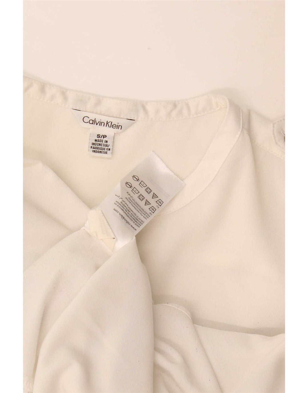 Calvin Klein Blusa para mujer UK 10 Pequeño Poliéster blanco